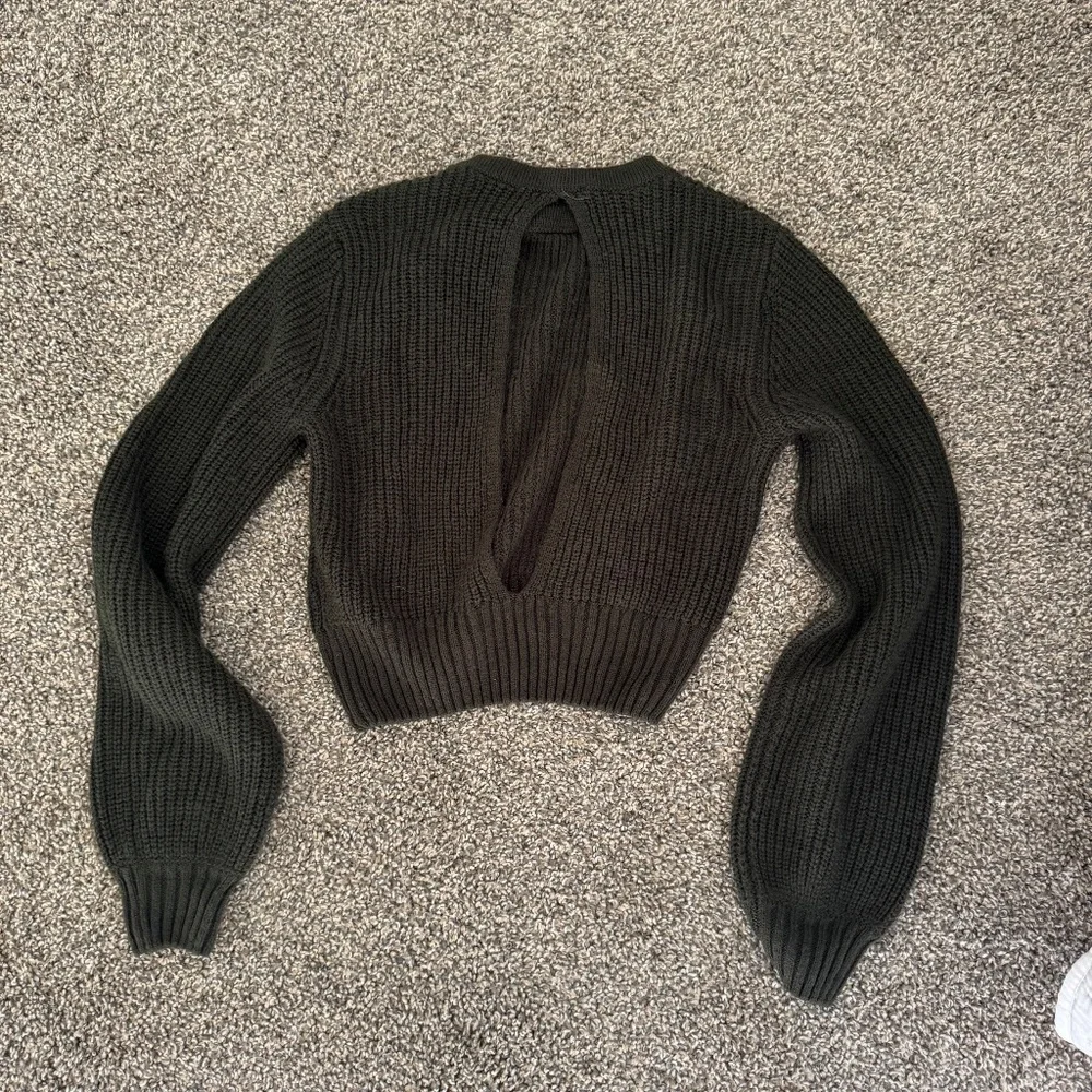 Lulus Knit Backless Cropped Sweater - Picture 2 of 4